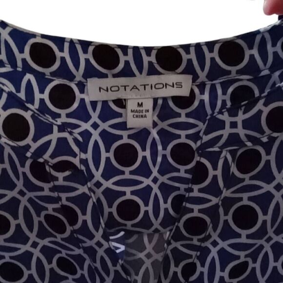 Blue and black button down blouse by notations - Picture 4 of 5